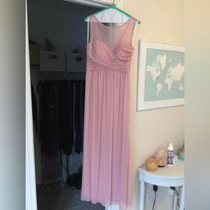 David’s Bridal Petal Pink Mesh Illusion Bridesmaid Dress
